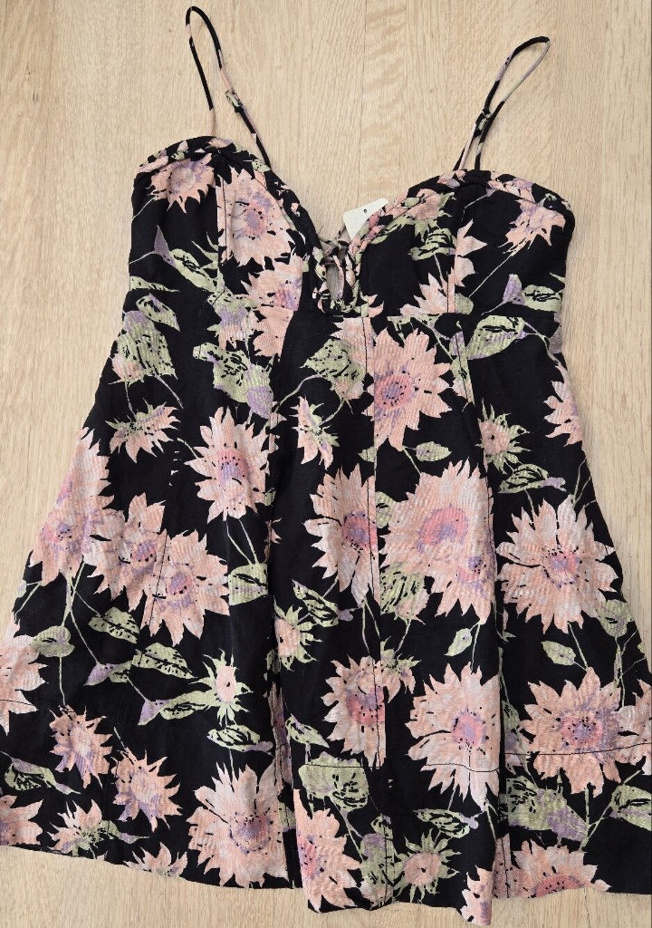 NWT Free People Altura Floral Mini Dress Babydoll Sweetheart Cotton Linen